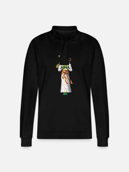 Egyptian God Osiris - Stanley/Stella Organic Unisex Long-Sleeved Polo Shirt Prepster - black