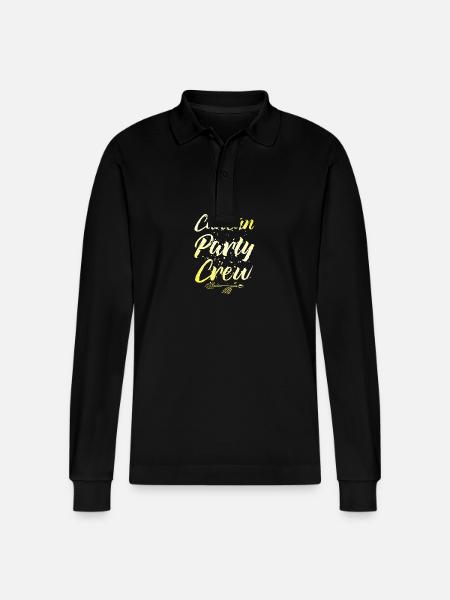 Cancun Party Crew Crown - Stanley/Stella Organic Unisex Long-Sleeved Polo Shirt Prepster - black