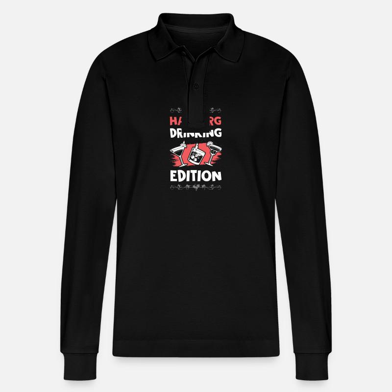 Hamburg Drinking Edition - Stanley/Stella Unisex Bio-Langarm-Poloshirt Prepster - Schwarz