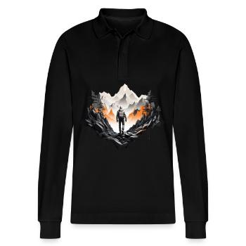OUTDOOR SURVIVAL BUSHCRAFT HIKER HIKING - Stanley/Stella Organic Unisex Long-Sleeved Polo Shirt Prepster - black - Front - Anna (173cm) & Nico (186cm)