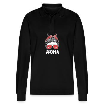 Fechter Oma Fechten - Stanley/Stella Unisex Bio-Langarm-Poloshirt Prepster - Schwarz - Vorne - Anna (173cm) & Nico (186cm)