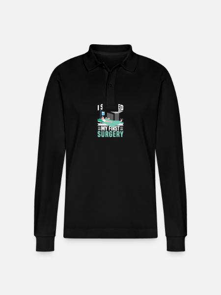 Surgical Surgery Surgery PAtient - Stanley/Stella Organic Unisex Long-Sleeved Polo Shirt Prepster - black