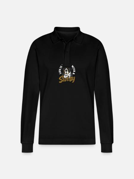 Livet er bedre med en schweizer - Stanley/Stella Prepster økologisk unisex langærmet poloshirt - sort