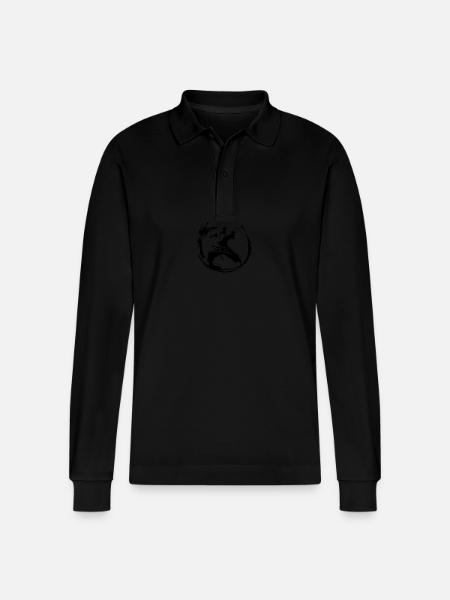 Karate Silhouette Fighter - Stanley/Stella Organic Unisex Long-Sleeved Polo Shirt Prepster - black