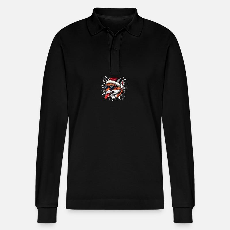 Fuchs Weihnachten Lustig - Stanley/Stella Unisex Bio-Langarm-Poloshirt Prepster - Schwarz