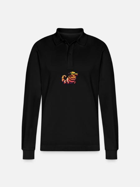 Wurm Cool Comic - Stanley/Stella Organic Unisex Long-Sleeved Polo Shirt Prepster - black