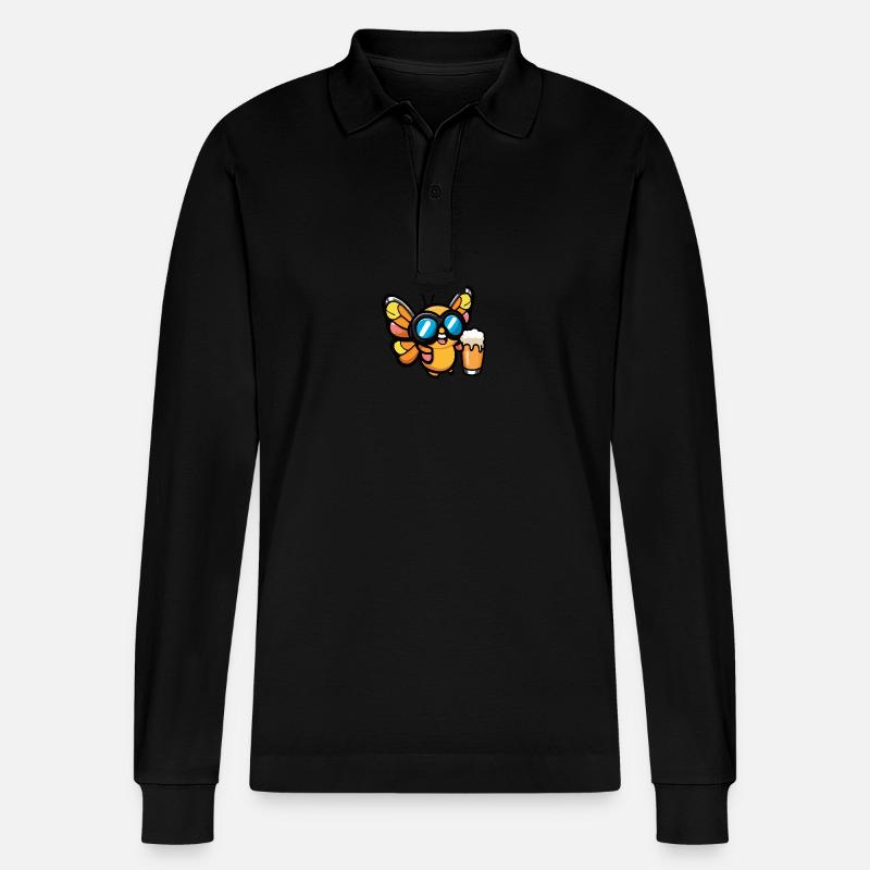Schmetterling Apres Ski Bier Comic - Stanley/Stella Unisex Bio-Langarm-Poloshirt Prepster - Schwarz