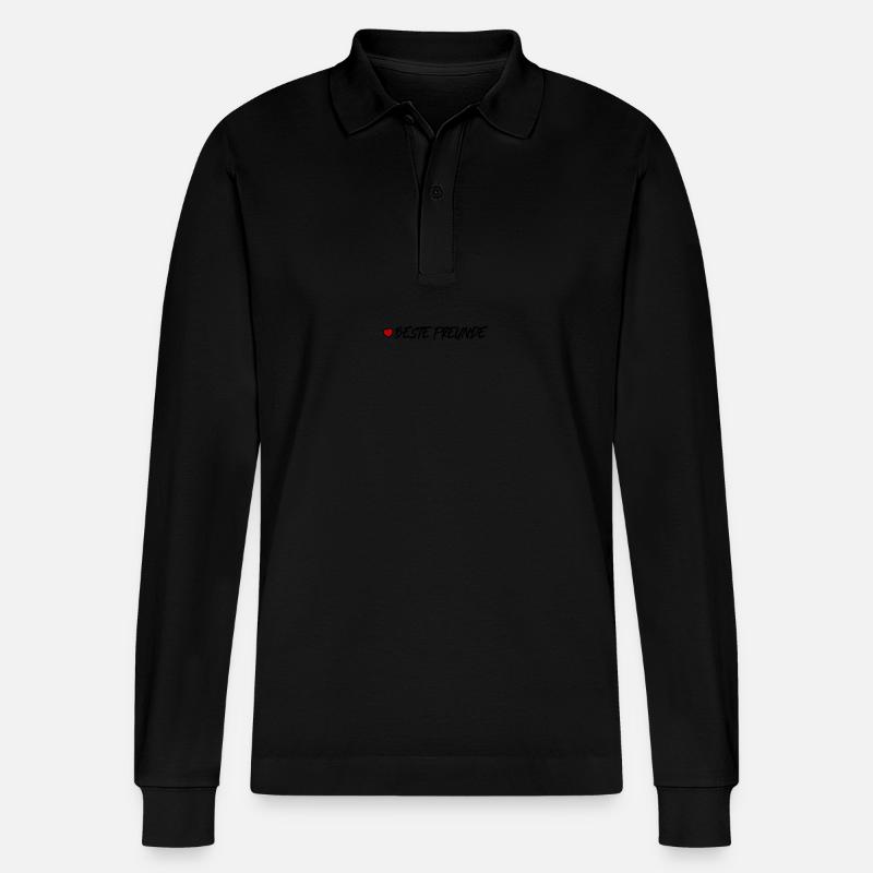 Beste Freunde Freundschaft Herz - Stanley/Stella Unisex Bio-Langarm-Poloshirt Prepster - Schwarz
