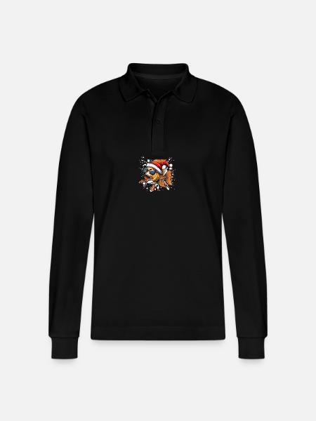 Goldfish Christmas Funny - Stanley/Stella Organic Unisex Long-Sleeved Polo Shirt Prepster - black