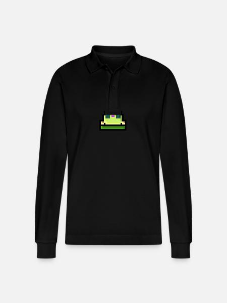 Pixel Frosch - Stanley/Stella Unisex Bio-Langarm-Poloshirt Prepster - Schwarz