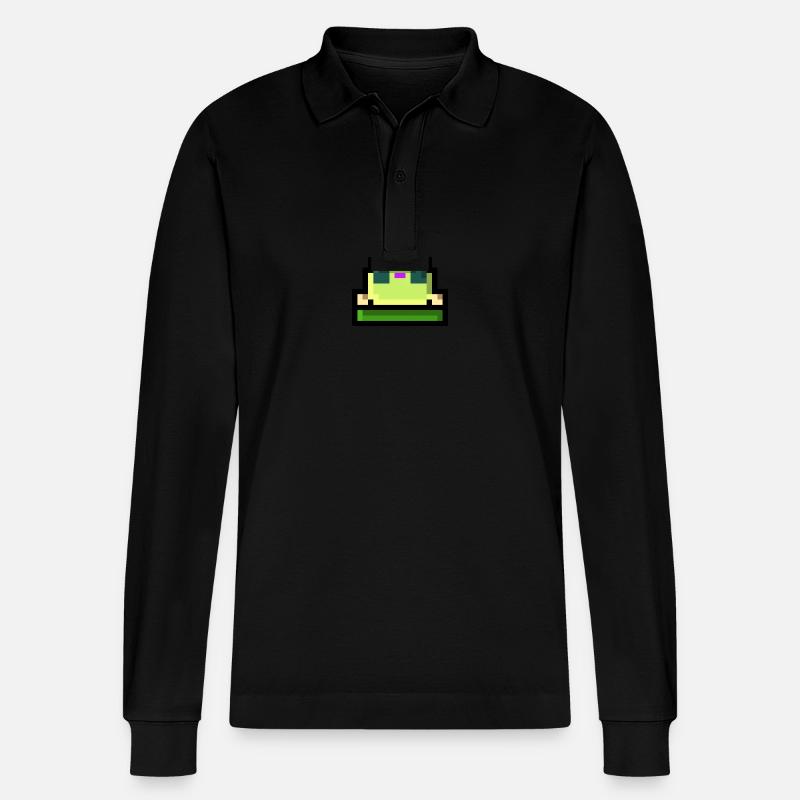 Pixel Frosch - Stanley/Stella Unisex Bio-Langarm-Poloshirt Prepster - Schwarz