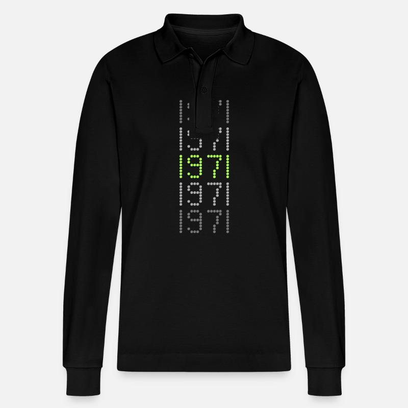 1971 1971 - Stanley/Stella Unisex Bio-Langarm-Poloshirt Prepster - Schwarz