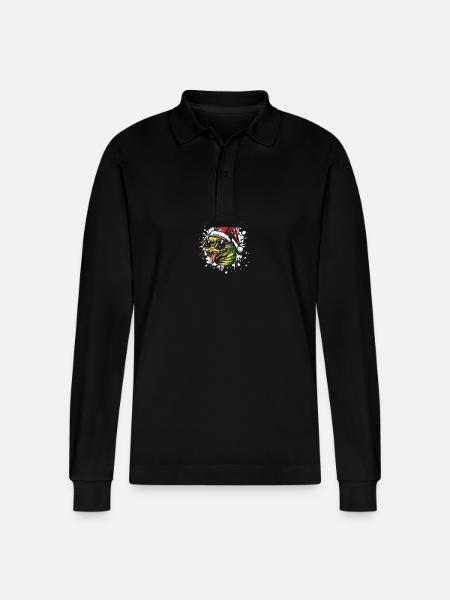 Worm Christmas Funny - Stanley/Stella Organic Unisex Long-Sleeved Polo Shirt Prepster - black