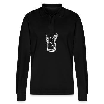 Limonade Drink - Stanley/Stella Unisex Bio-Langarm-Poloshirt Prepster - Schwarz - Vorne - Anna (173cm) & Nico (186cm)