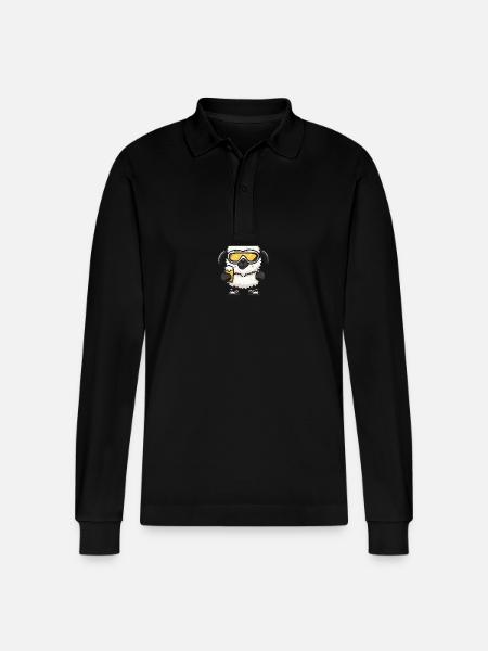 Sheep Après Ski Beer Comic - Stanley/Stella Organic Unisex Long-Sleeved Polo Shirt Prepster - black