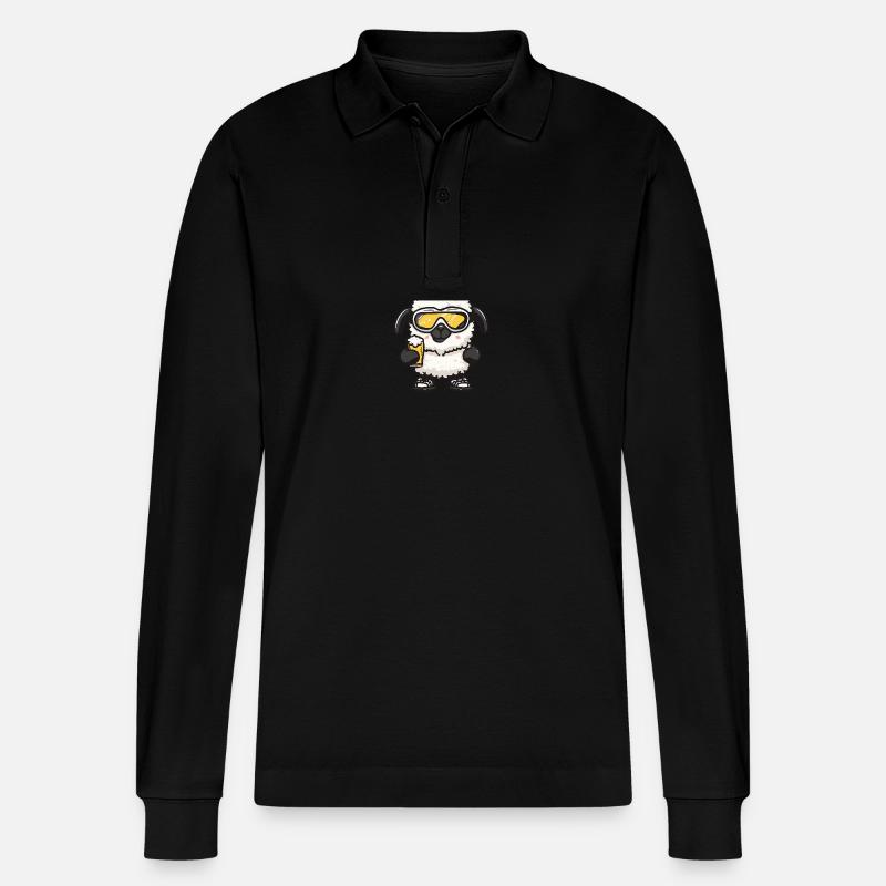 Sheep Après Ski Beer Comic - Stanley/Stella Organic Unisex Long-Sleeved Polo Shirt Prepster - black