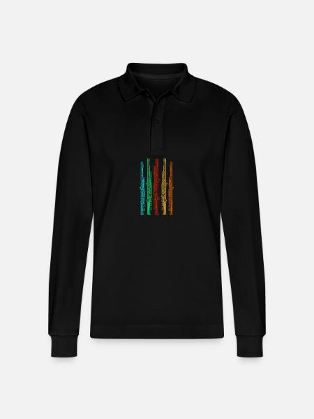 Flute player - Stanley/Stella Organic Unisex Long-Sleeved Polo Shirt Prepster - black