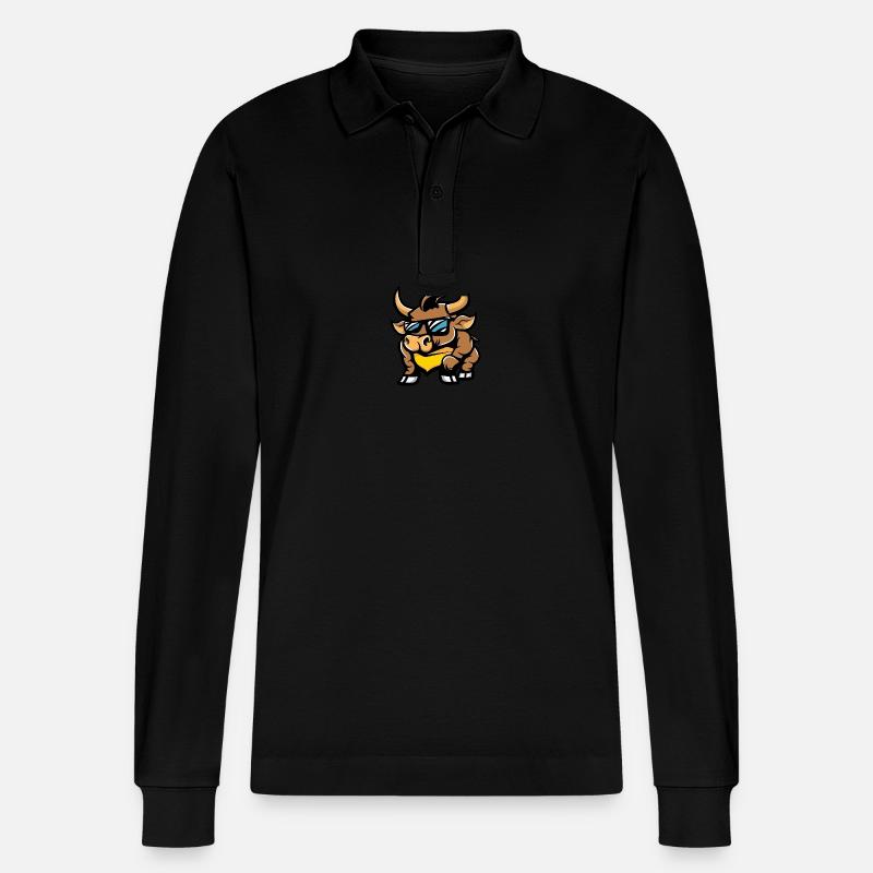 Stier Cool Comic - Stanley/Stella Unisex Bio-Langarm-Poloshirt Prepster - Schwarz