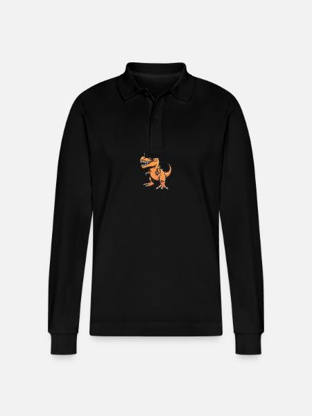 Dinosaur T-Rex Cool Comic - Stanley/Stella Organic Unisex Long-Sleeved Polo Shirt Prepster - black