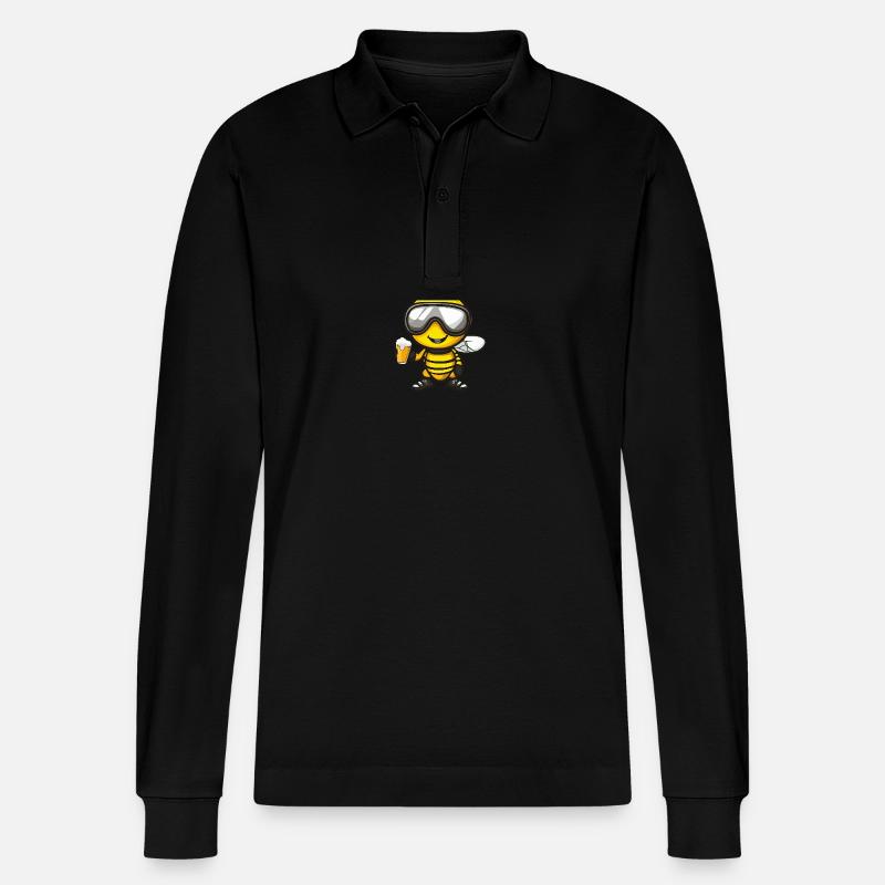 Biene Apres Ski Bier - Stanley/Stella Unisex Bio-Langarm-Poloshirt Prepster - Schwarz
