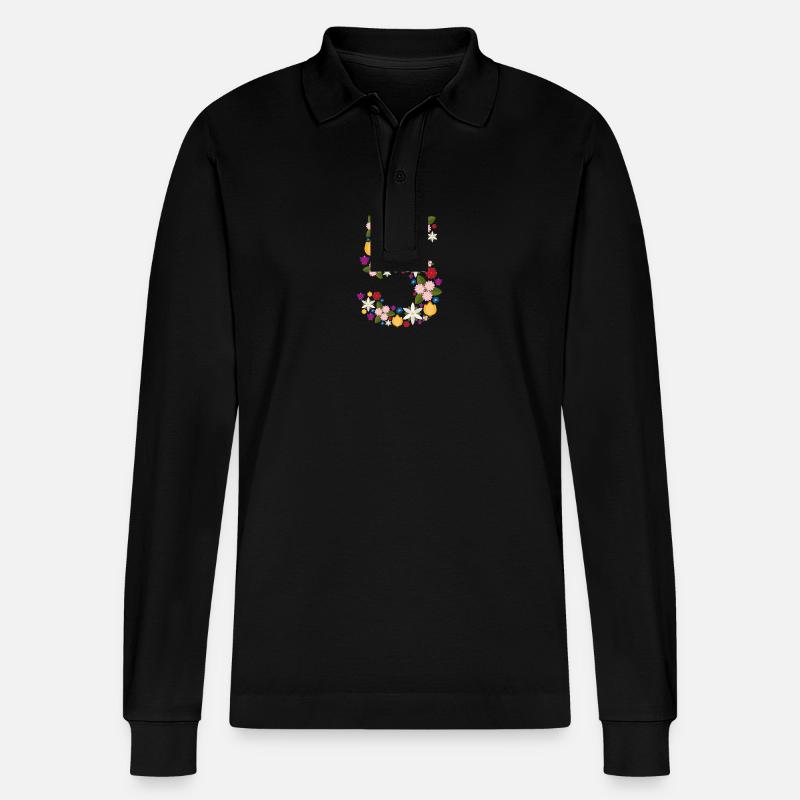 Flowers 5 - Stanley/Stella Unisex Bio-Langarm-Poloshirt Prepster - Schwarz