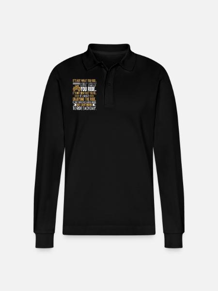 Motorcycle Funny Motorcycle - Stanley/Stella Organic Unisex Long-Sleeved Polo Shirt Prepster - black