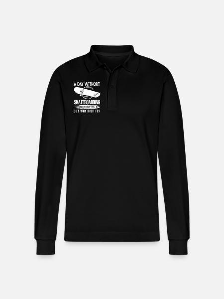 A Day Without Skateboarding - Stanley/Stella Organic Unisex Long-Sleeved Polo Shirt Prepster - black