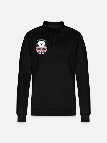 Bichon Frises Make Life Better - Stanley/Stella Organic Unisex Long-Sleeved Polo Shirt Prepster - black