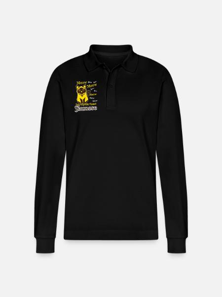 I Speak Fluent Siamese Cat - Stanley/Stella Organic Unisex Long-Sleeved Polo Shirt Prepster - black