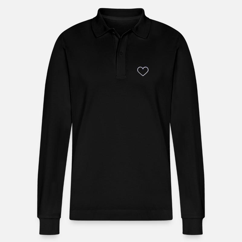 Herz weiß - Stanley/Stella Unisex Bio-Langarm-Poloshirt Prepster - Schwarz