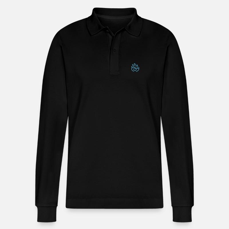 Flamme Blau - Stanley/Stella Unisex Bio-Langarm-Poloshirt Prepster - Schwarz