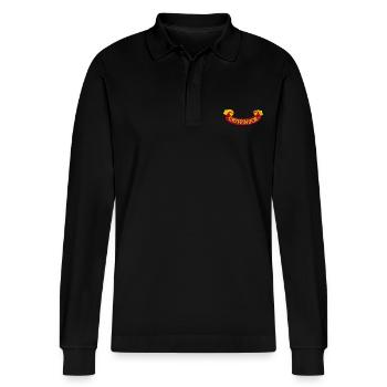 Harry Potter Gryffindor Banner Embroidery Design - Stanley/Stella Organic Unisex Long-Sleeved Polo Shirt Prepster - black - Front - Anna (173cm) & Nico (186cm)