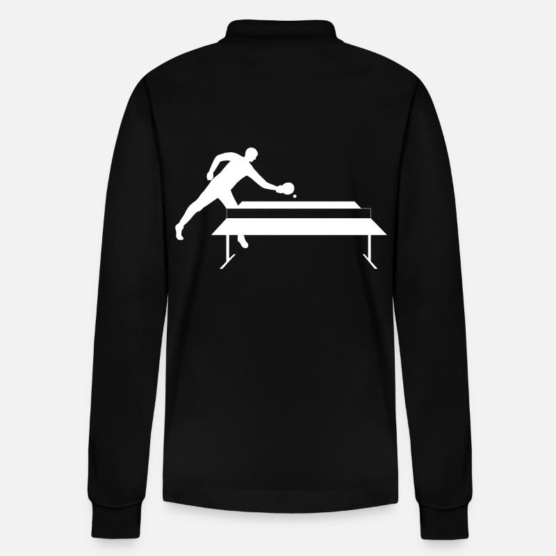 Player at table tennis table - Stanley/Stella Organic Unisex Long-Sleeved Polo Shirt Prepster - black