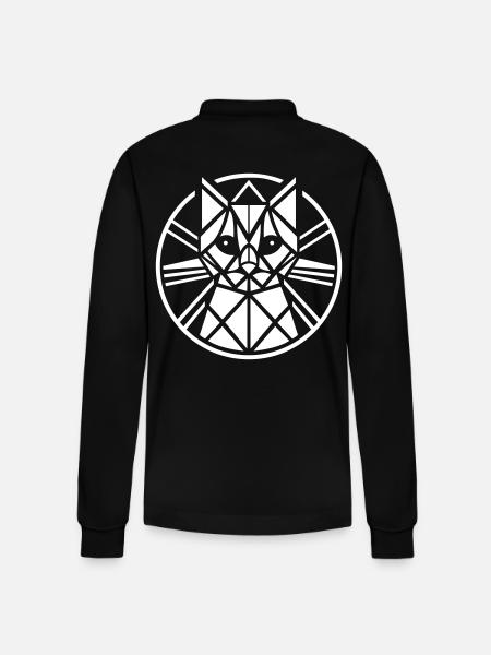 Cat Creative Design Artifact - Stanley/Stella Organic Unisex Long-Sleeved Polo Shirt Prepster - black