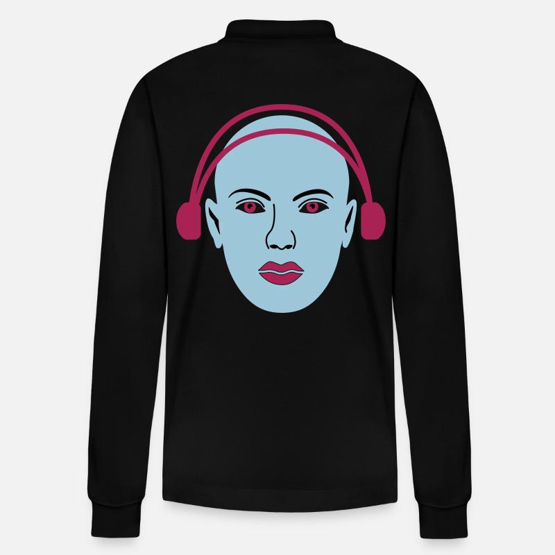 Alien hört Musik - Stanley/Stella Unisex Bio-Langarm-Poloshirt Prepster - Schwarz