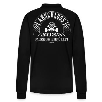 Abschluss 2025 – Mission Erfüllt! (Zieleinfahrt W) - Stanley/Stella Unisex Bio-Langarm-Poloshirt Prepster - Schwarz - Hinten - Anna (173cm)