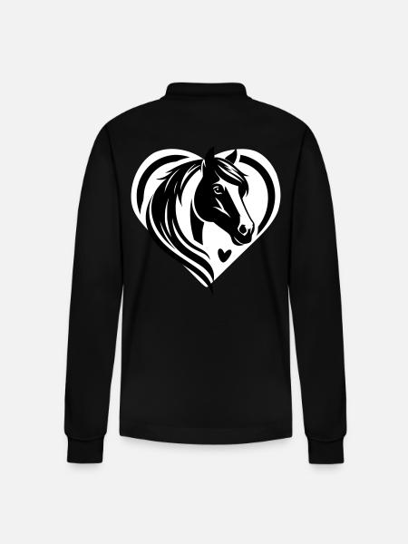 Horse Head Heart - Stanley/Stella Organic Unisex Long-Sleeved Polo Shirt Prepster - black