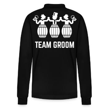 Team Groom (Stag Party / Beer Barrels / White) - Stanley/Stella Organic Unisex Long-Sleeved Polo Shirt Prepster - black - Back - Anna (173cm)
