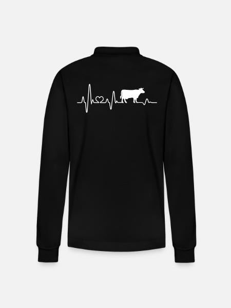 Kuh Herzschlag Bauernhof Kühe Landwirt lustig Rind - Stanley/Stella Unisex Bio-Langarm-Poloshirt Prepster - Schwarz
