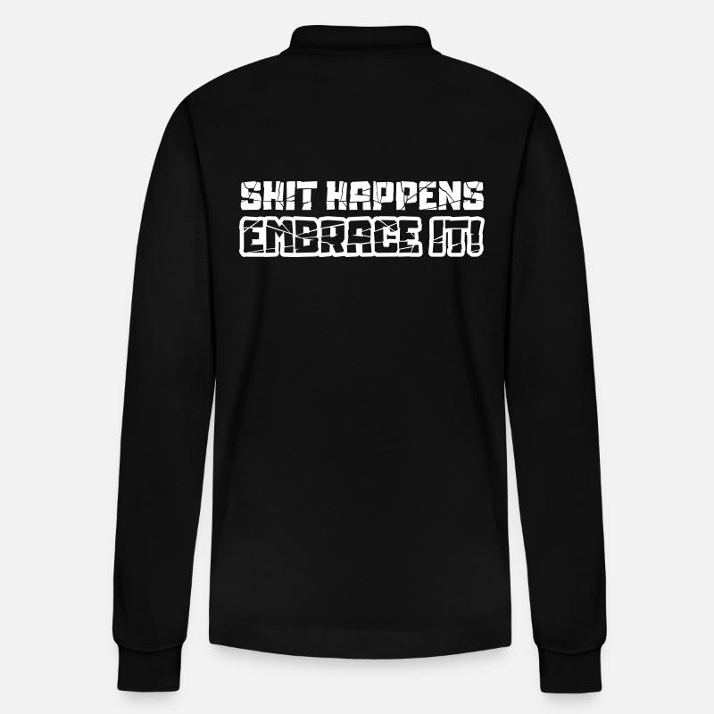Shit happens embrace it - Stanley/Stella Organic Unisex Long-Sleeved Polo Shirt Prepster - black