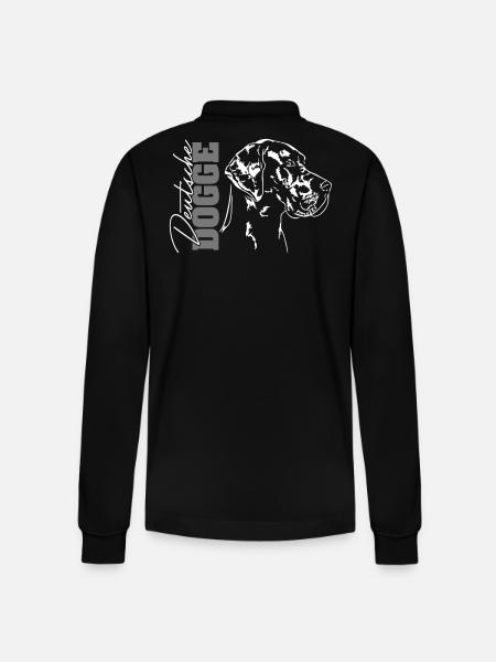 GERMAN DOGGE Portrait Wilsigns - Stanley/Stella Organic Unisex Long-Sleeved Polo Shirt Prepster - black