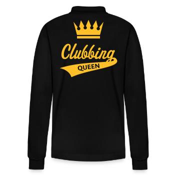 Clubbing Queen (Party / Nightlife / Gold) - Stanley/Stella Organic Unisex Long-Sleeved Polo Shirt Prepster - black - Back - Anna (173cm)