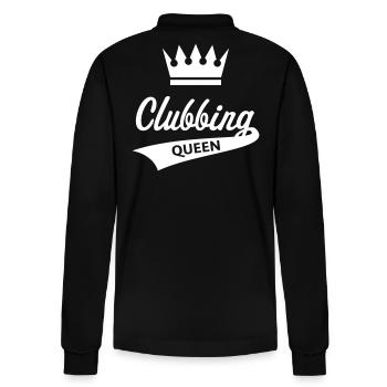 Clubbing Queen (Party / Nightlife / White) - Stanley/Stella Organic Unisex Long-Sleeved Polo Shirt Prepster - black - Back - Anna (173cm)