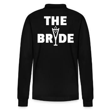 The Bride Bubbly (Hen Night Party / White) - Stanley/Stella Organic Unisex Long-Sleeved Polo Shirt Prepster - black - Back - Anna (173cm)