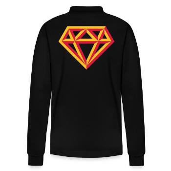 Diamant (Edelstein Brillant Symbol / Outl. Red 2C) - Stanley/Stella Unisex Bio-Langarm-Poloshirt Prepster - Schwarz - Hinten - Anna (173cm)