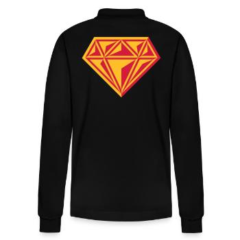 Diamant (Edelstein / Brillant / Symbol / Red / 2C) - Stanley/Stella Unisex Bio-Langarm-Poloshirt Prepster - Schwarz - Hinten - Anna (173cm)