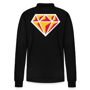 Diamant (Edelstein Brillant Symbol / NEG Red 3C) - Stanley/Stella Unisex Bio-Langarm-Poloshirt Prepster - Schwarz - Hinten - Anna (173cm)