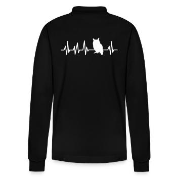 Eule Herzschlag Eulenliebhaber Geschenkidee Kauz - Stanley/Stella Unisex Bio-Langarm-Poloshirt Prepster - Schwarz - Hinten - Anna (173cm)