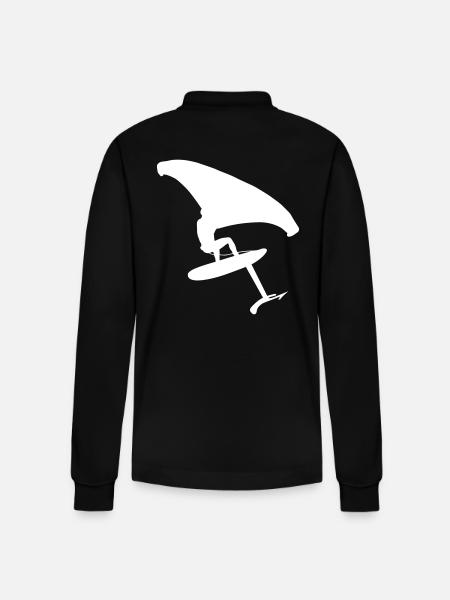Dynamic wingsurfer on the water - Stanley/Stella Organic Unisex Long-Sleeved Polo Shirt Prepster - black
