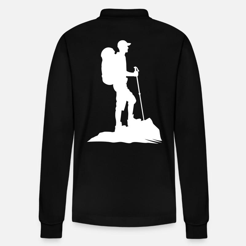 Wander Wanderer Wanderung - Stanley/Stella Unisex Bio-Langarm-Poloshirt Prepster - Schwarz